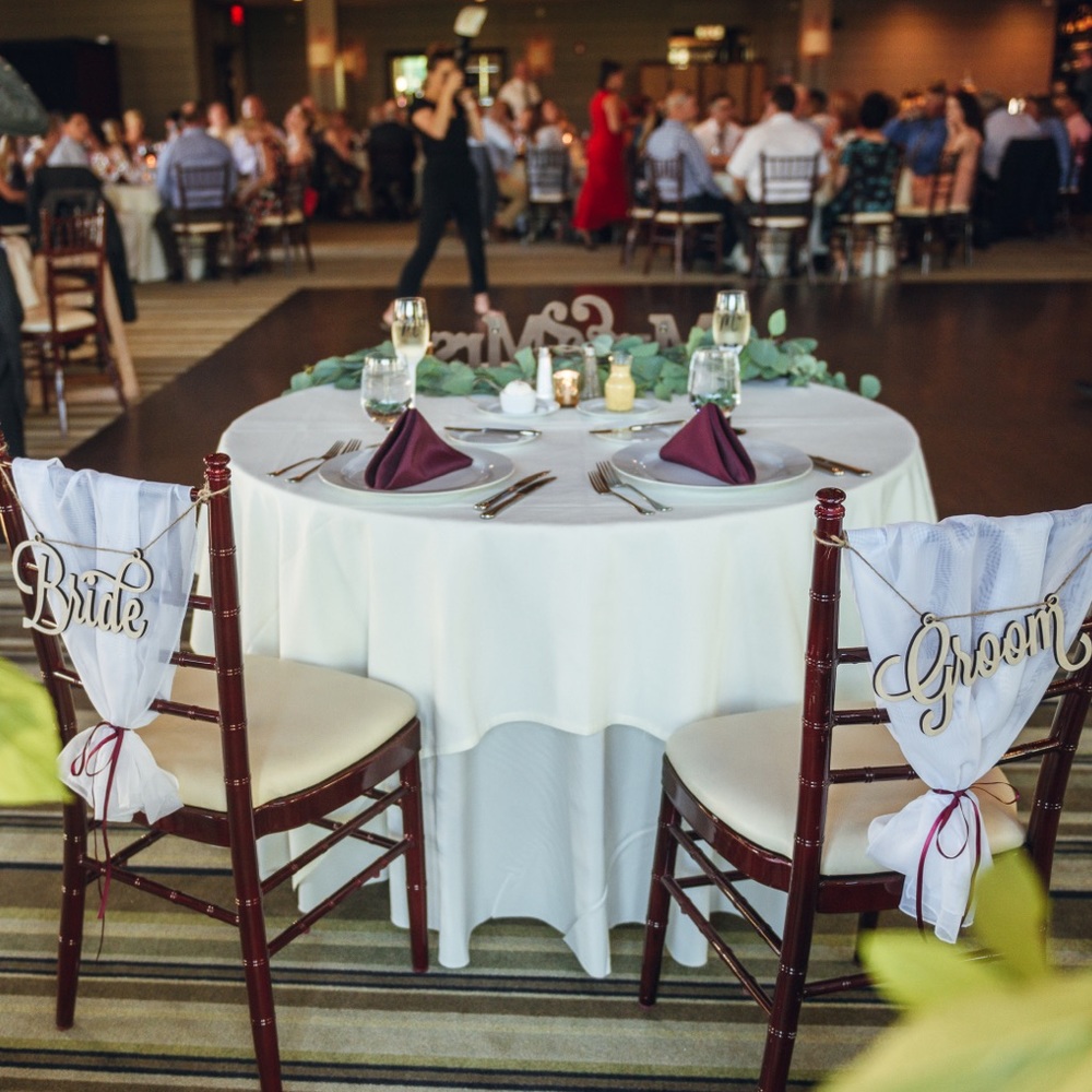 Bride & Groom Wooden Chair Signs